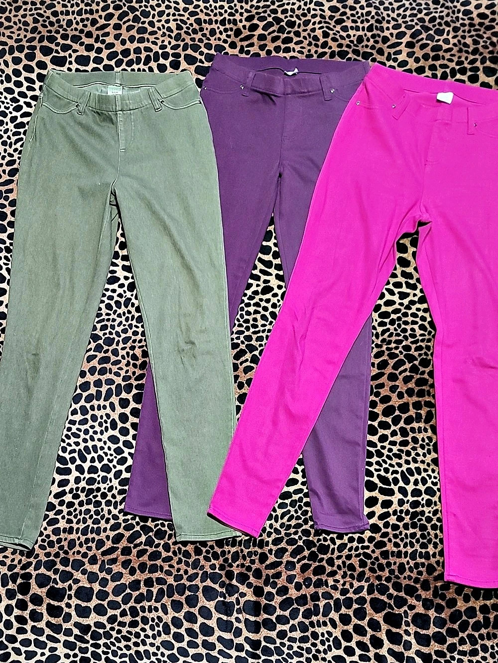 Time and Tru Pull-On Jegging 3-Piece Set Green & Purple Small